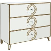 Product photograph of Antibes Mirrored Glass Chest Of 3 Drawers In Antique Silver from Furniture in Fashion