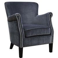 Product photograph of Aquarii Chenille Leather Fabric Lounge Armchair In Grey Velvet from Furniture in Fashion