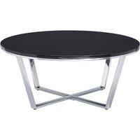 Product photograph of Armenia Faux Marble Coffee Table Round In Black And Chrome Legs from Furniture in Fashion