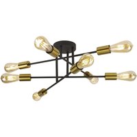 Product photograph of Armstrong 8 Light Semi Flush Light In Black And Satin Brass from Furniture in Fashion