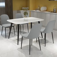 Product photograph of Arta White Wooden Dining Table 4 Curve Plastic Grey Chairs from Furniture in Fashion