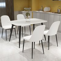 Product photograph of Arta White Wooden Dining Table 4 Curve Plastic White Chairs from Furniture in Fashion