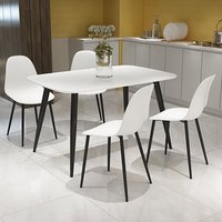 Product photograph of Arta White Wooden Dining Table 4 Duo Plastic White Chairs from Furniture in Fashion