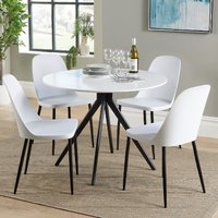 Product photograph of Arta Round White Wooden Dining Table 4 Curve Plastic White Chairs from Furniture in Fashion