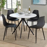 Product photograph of Arta Round White Wooden Dining Table 4 Duo Plastic Black Chairs from Furniture in Fashion