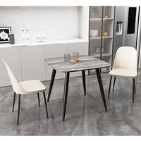 Product photograph of Arta Square Grey Wooden Dining Table 2 Curve Plastic Calico Chairs from Furniture in Fashion