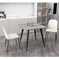 Product photograph of Arta Square Grey Oak Dining Table With 2 Curve Calico Chairs from Furniture in Fashion