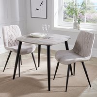 Product photograph of Arta Square Grey Oak Dining Table And 2 Natural Diamond Chairs from Furniture in Fashion