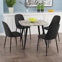 Product photograph of Arta Square Grey Wooden Dining Table 4 Curve Plastic Black Chairs from Furniture in Fashion