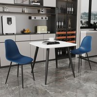Product photograph of Arta Square White Wooden Dining Table 2 Duo Plastic Blue Chairs from Furniture in Fashion