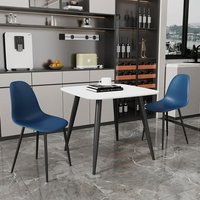 Product photograph of Arta Square White Dining Table With 2 Duo Blue Chairs from Furniture in Fashion