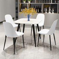 Product photograph of Arta Square White Wooden Dining Table 4 Curve Plastic White Chairs from Furniture in Fashion