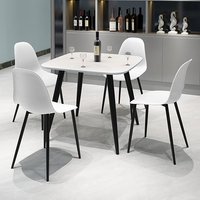 Product photograph of Arta Square White Wooden Dining Table 4 Duo Plastic White Chairs from Furniture in Fashion