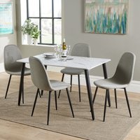Product photograph of Arta White Marble Effect Dining Table With 4 Fabric Grey Chairs from Furniture in Fashion