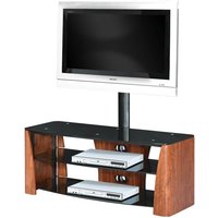 Product photograph of Arya Wooden Tv Stand With Black Glass Shelf In Walnut from Furniture in Fashion