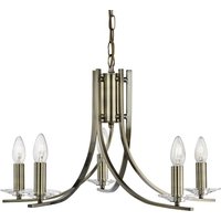 Product photograph of Ascona 5 Lights Clear Glass Pendant Light In Antique Brass from Furniture in Fashion