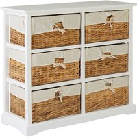 Product photograph of Ashbile Wooden Chest Of 6 Basket Drawers In White from Furniture in Fashion