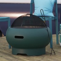Product photograph of Ashur Ceramic Burning Fire Pit With Grilling In Dark Green from Furniture in Fashion