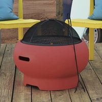 Product photograph of Ashur Ceramic Burning Fire Pit With Grilling In Red Persimmon from Furniture in Fashion