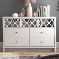 Product photograph of Asmara Mirrored Wooden Chest Of 7 Drawers In White from Furniture in Fashion