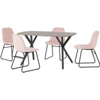 Product photograph of Alsip Concrete Effect Dining Table With 4 Lyster Pink Chairs from Furniture in Fashion