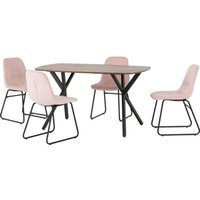 Product photograph of Alsip Wooden Dining Table With 4 Lyster Baby Pink Chairs from Furniture in Fashion