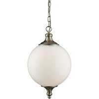 Product photograph of Atom Pendant Light In Antique Brass And Opal Glass from Furniture in Fashion