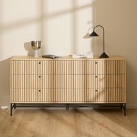 Product photograph of Attica Wooden Chest Of 6 Drawers In Oak And Matt Black from Furniture in Fashion