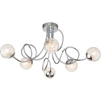 Product photograph of Auria 6 Lights Glass Semi Flush Ceiling Light In Chrome from Furniture in Fashion