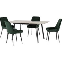 Product photograph of Avah Extending Concrete Dining Table With 4 Green Chairs from Furniture in Fashion