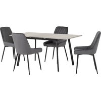 Product photograph of Avah Extending Concrete Dining Table With 4 Grey Chairs from Furniture in Fashion