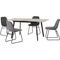 Product photograph of Avah Extending Concrete Dining Table With 4 Lyster Grey Chairs from Furniture in Fashion