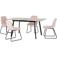 Product photograph of Avah Extending Concrete Dining Table With 4 Lyster Pink Chairs from Furniture in Fashion