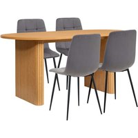 Product photograph of Avenel Fluted Wooden Dining Table Oval In Oak With 4 Chairs from Furniture in Fashion