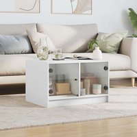 Product photograph of Avila Wooden Coffee Table With 2 Glass Doors In White from Furniture in Fashion