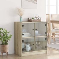 Product photograph of Avila Wooden Side Cabinet With 4 Glass Doors In Sonoma Oak from Furniture in Fashion