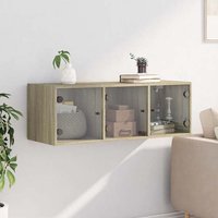Product photograph of Avila Wooden Wall Cabinet With 3 Glass Doors In Sonoma Oak from Furniture in Fashion