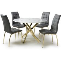 Product photograph of Avon Dining Table Round With Gold Legs 4 Justin Grey Chairs from Furniture in Fashion