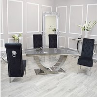 Product photograph of Avon Grey Glass Dining Table With 4 Elmira Black Chairs from Furniture in Fashion