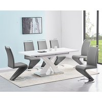 Product photograph of Axara Large Extending White Dining Table 6 Summer Grey Chairs from Furniture in Fashion