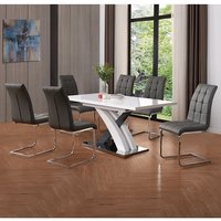 Product photograph of Axara Large Extending Grey Dining Table 6 Paris Grey Chairs from Furniture in Fashion