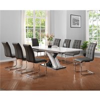 Product photograph of Axara Large Extending Grey Dining Table 8 Paris Grey Chairs from Furniture in Fashion