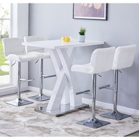 Product photograph of Axara White High Gloss Bar Table With 4 Candid White Stools from Furniture in Fashion