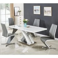 Product photograph of Axara Large Extending Grey Dining Table 4 Gia Grey White Chairs from Furniture in Fashion