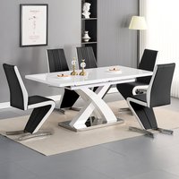 Product photograph of Axara Large Extending White Dining Table 6 Gia Black White Chairs from Furniture in Fashion