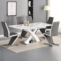 Product photograph of Axara Large Extending White Dining Table 6 Gia Grey White Chairs from Furniture in Fashion