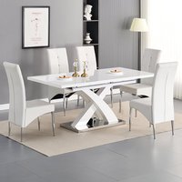 Product photograph of Axara Large Extending White Dining Table 6 Vesta White Chairs from Furniture in Fashion
