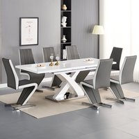 Product photograph of Axara Large Extending White Dining Table 8 Gia Grey White Chairs from Furniture in Fashion