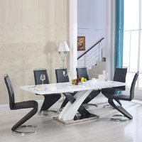 Product photograph of Axara Large Extending Black Dining Table 8 Summer Black Chairs from Furniture in Fashion