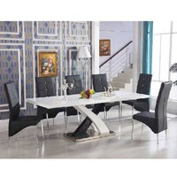 Product photograph of Axara Large Extending Black Dining Table 6 Vesta Black Chairs from Furniture in Fashion